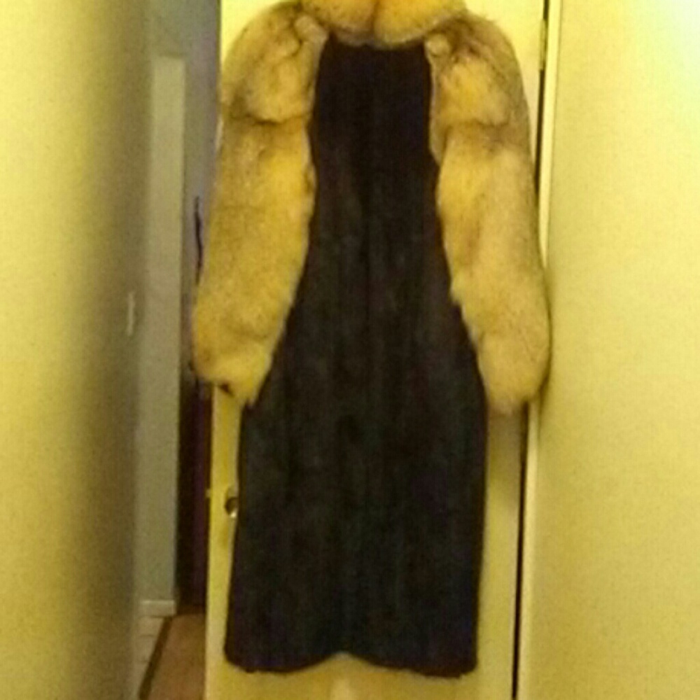 Charles Klein mink fur coat trimmed with fox fur